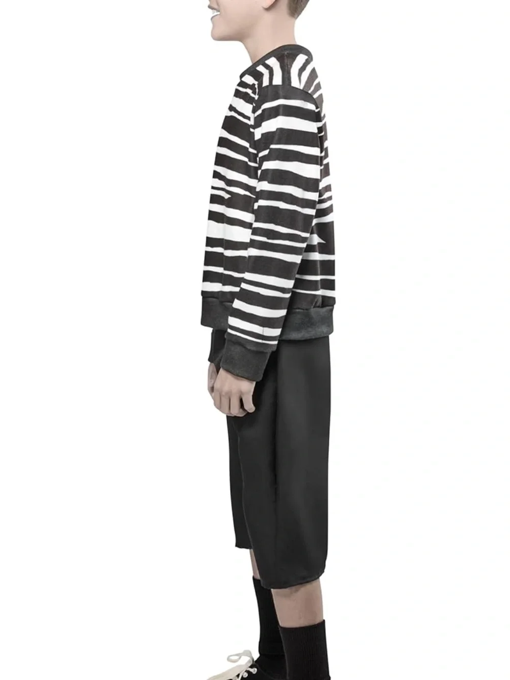 Rubie's Wednesday Pugsley Addams Black & White Striped Top with Black Pants - Picture 3 of 9